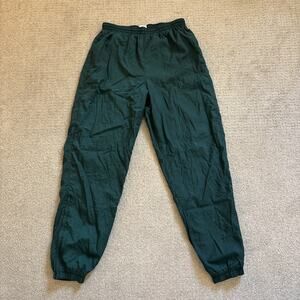 Nike Vintage 90's Lined Nylon Track Pants Green Men's Size Medium Drawstring 32”